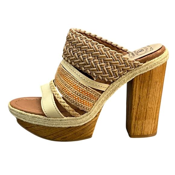 Lucky Brand Mika Peach Open Toe Strappy Mule  4" Platform Chunky Heel Women 9.5 - Picture 2 of 9